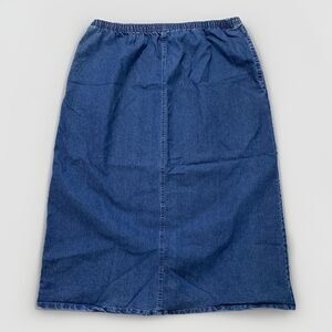 Vintage Blue Denim Maxi Skirt Women Sz 1X Elastic Waist 90s Y2K Grunge Modest